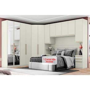 Quarto Modulado Casal Seletto 6 Peças (1 Ponte + 1 Closet + 2 G Roupas + 2 Complementos) QMH06 Areia - Henn