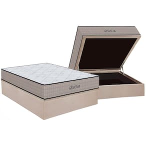 Conjunto Box Baú Casal: Colchão Espuma Orthoflex D45 Genova + Base CRC Suede Clean (138x188)