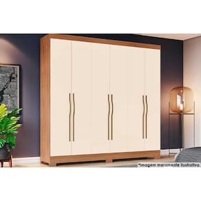 Guarda Roupa 6 Portas e 2 Gavetas c/ Pés Briz B368 Nature/Off White - Henn