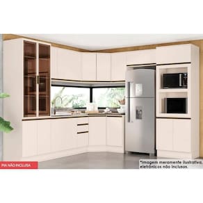 Kit Cozinha Modulada 14 Peças Connect 1 (4Aéreos+3Balcões+2Paneleiros+5Complementos) C5P80 Off White-Henn