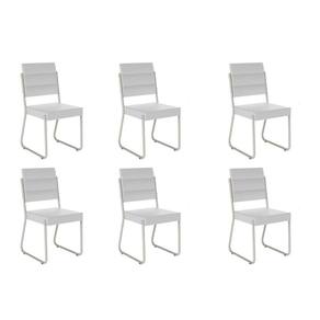 Cadeira de Cozinha 1736 Kit 6 Uni Prata/Courino Branco - Carraro