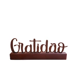 Escultura De Chapa Com Base De Mesa Gratidao 23Cm