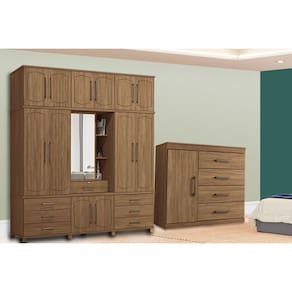 Guarda Roupa 2 Peças (1GuardaRoupa+1Cômoda) QC232 Jatobá - Santos Andirá