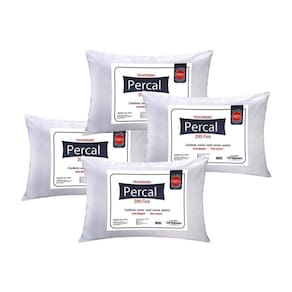 Travesseiro Fibras Siliconadas Plus Percal 200 Fios Kit c/ 4 Un 70x50x15 - Ortobom