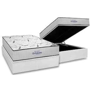 Cama Box Baú Casal: Colchão Espuma D45 Ortobom Highfoam + Base CRC Courano White (138x188)