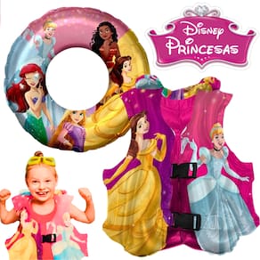 Kit Boia e Colete Inflável Infantil Para Meninas Princesas Disney
