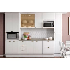 Cozinha Modulada Completa Bella 6 Peças (2Aéreos+2Balcões+2Paneleiros) C6P55 Branco - Carraro