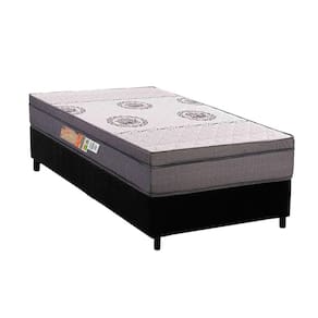 Conjunto Box Solteiro: Colchão Anatômico Polar D28 OrthoPremium Grey + Base CRC Suede Black (88x188)