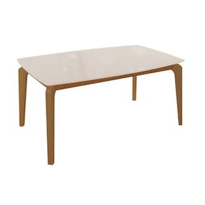 Mesa p/ Cozinha Petra c/ Tampo Madeirado c/ Vidro 90x170cm Carvalho/Off White/Vidro Off White - Kappesberg