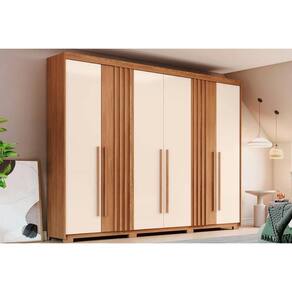 Guarda Roupa 6 Portas e 4 Gavetas c/ Pés Norton Nature/Off White - Henn