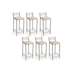 Banqueta de Cozinha Gênova B705 Kit 6 Un Niquel/Nude 16 - Kappesberg