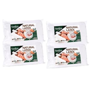 Travesseiro Látex Natural King Alto LN1000 Lavável c/ Capa Percal 200 Fios Kit c/ 4 Un 90x50 - Duoflex