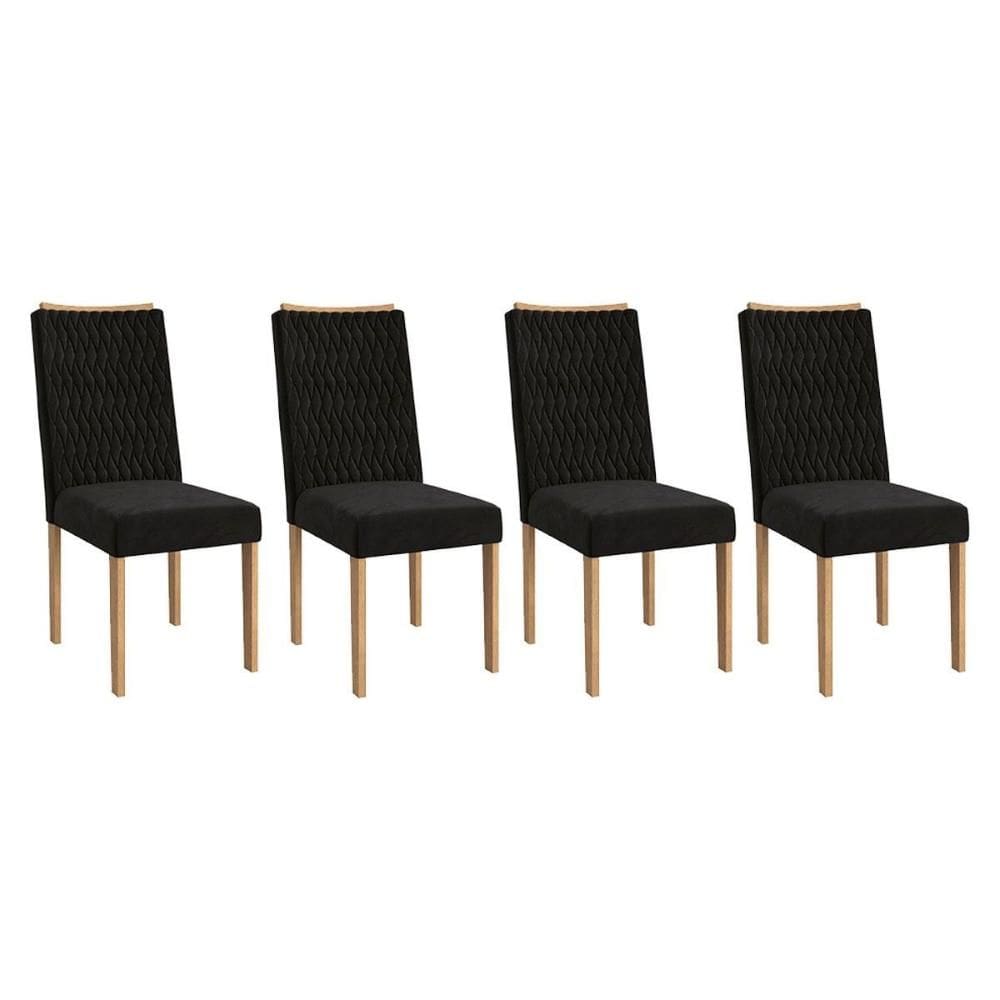 Cadeira de Cozinha 2CAD157EA Kit 4 Un Eucalipto/Suede Preto A038 - Kappesberg