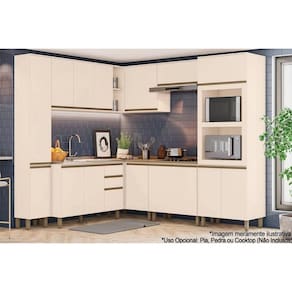 Kit de Cozinha Completa 10 Peças Connect (3Aéreos+3Balcões+2Paneleiros+2Complementos) C5P95 Off White - Henn