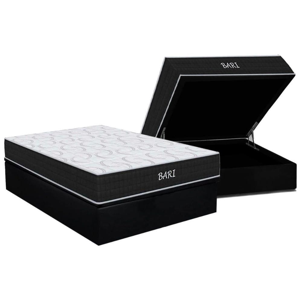 Conjunto Box Baú Casal: Colchão Espuma Orthoflex D45 Bari + Base CRC Suede Black (138x188)