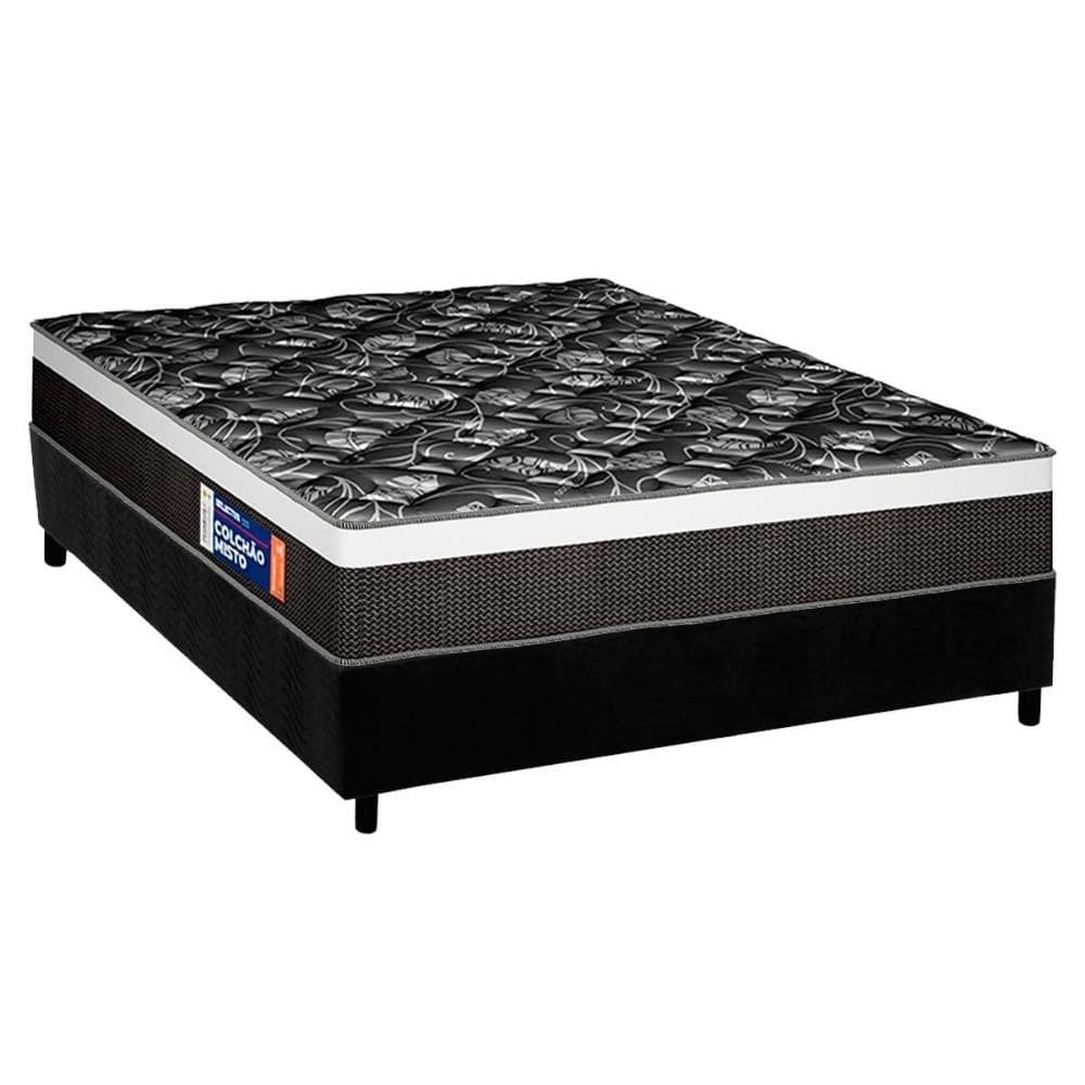 Conjunto Box Casal: Colchão Anatômico Plumatex D33 Selectus + Base CRC Suede Black (138x188)