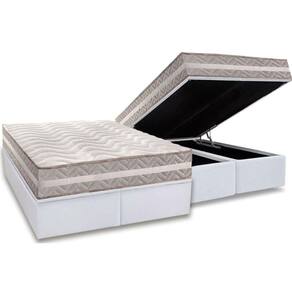Conjunto Box Baú King: Colchão Espuma Paropas D33 D45/ Pro Sono Double Face Prata + Base CRC Courano White (193x203)