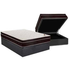 Cama Box Baú Casal: Colchão Anatômico Ortobom Exclusive + Base CRC Suede Gray (138x188)
