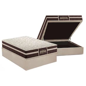Cama Box Baú Casal: Colchão Anatômico Probel Guarda Costas Extra Firme + Base CRC Suede Clean (138x188)
