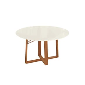 Mesa p/ Cozinha Elma Madeira Maciça c/ Tampo Madeirado c/ Vidro 105x105cm Carvalho/Off White/Vidro Off White - Kappesberg