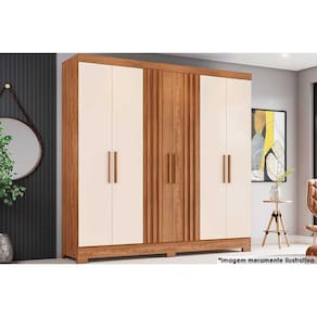 Guarda Roupa 6 Portas e 3 Gavetas c/ Pés Briz B367 Nature/Off White - Henn