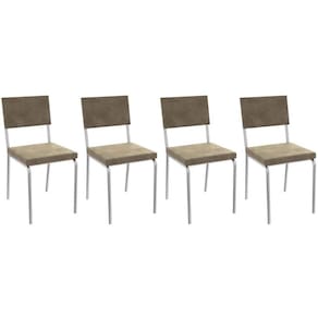 Cadeira de Cozinha Zaria 2C128 Kit 4 Un Cromado/Bege A036 Suede Suede - Kappesberg