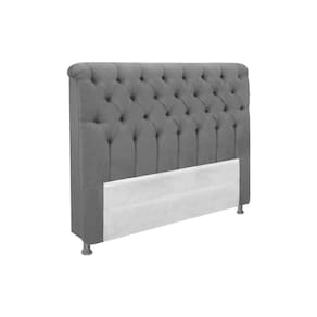 Painel de Cama Box Estofada Casal Imperatriz Plus Suede Cinza - Simbal