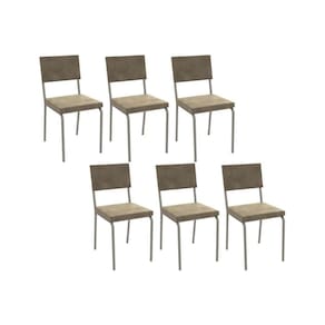 Cadeira de Cozinha Zaria 2C128 Kit 6 Un Niquel/Bege A036 Suede Suede - Kappesberg
