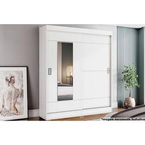 Guarda Roupa 2 Portas de Correr (1 c/ Espelho) e 2 Gavetas Briz B66 Branco - Henn