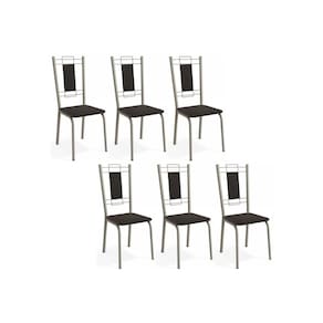 Cadeira de Cozinha Florença 2C005NK Aço Kit 6 Un Niquel/Preto 110 - Kappesberg