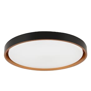 Painel Plafon Led de Sobrepor Modaza Redondo Olimpo com 3 Temperaturas 41 cm, Preto e Dourado