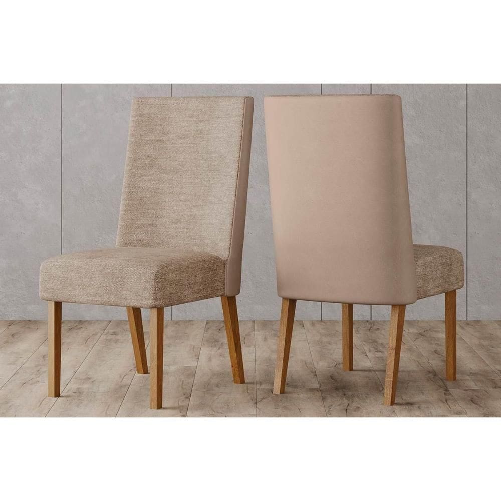 Cadeira de Cozinha Anne Kit 2 Un Nature/Linho Areia Courano Bege - Henn