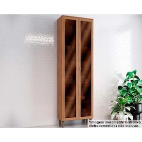 Cristaleira Sala Jantar Requinte c/ 2 Portas c/ Vidro 71x230cm Flex Nature/Nature ou Areia - Henn
