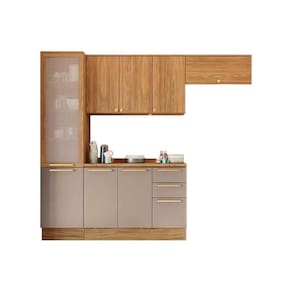 Cozinha Modulada Completa Botanic 5 Peças (2Aéreo+1Balcão+1Paneleiro+1Complemento) M659 Nogueira/Fendi - Kappesberg