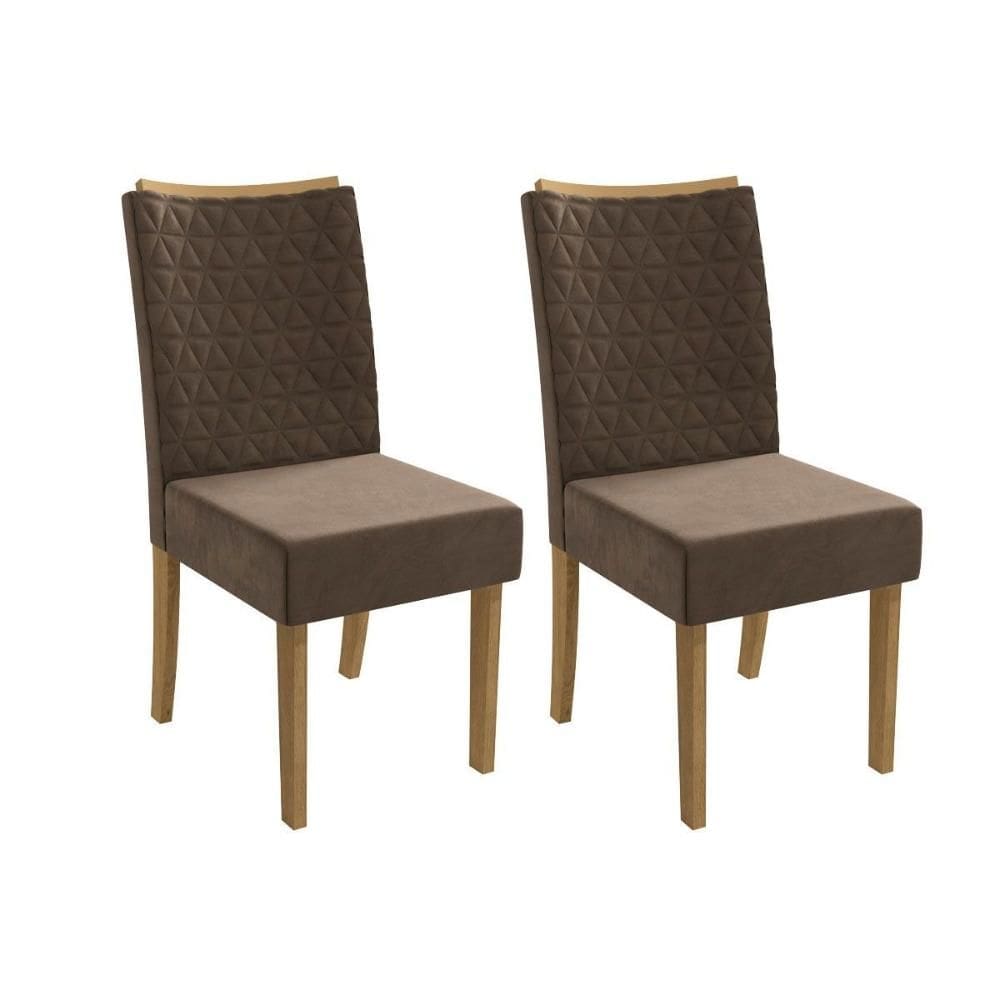 Cadeira de Cozinha 2CAD129 Kit 2 Un Canela/Suede Marrom - Kappesberg