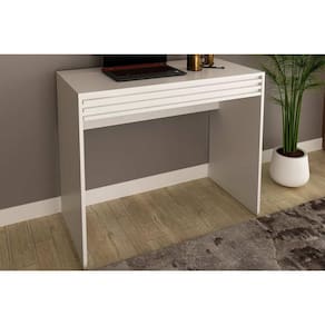 Mesa Escrivaninha Casal c/ 1 Gaveta Ripada ME4173 Branco - Tecno Mobili