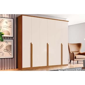 Guarda Roupa 6 Portas e 6 Gavetas Andréas Nature/Off White - Henn