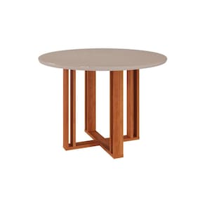 Mesa p/ Cozinha Flora c/ Tampo Madeirado c/ Vidro 109X109cm Cinamomo/Off White - Cimol