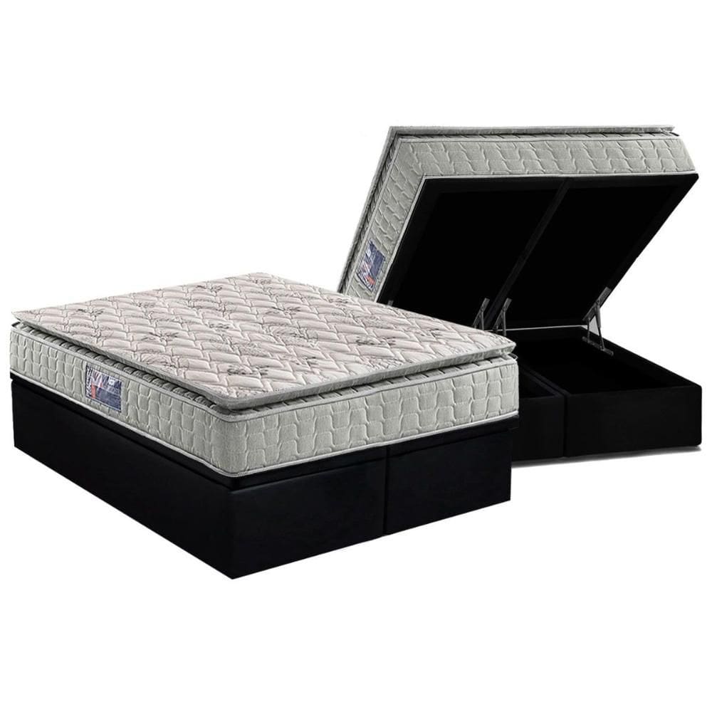Conjunto Box Baú Queen: Colchão Espuma D Angelis Anjos D33 Orthosono One Face + Base CRC Suede Black (158x198)