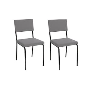 Cadeira de Cozinha Zaria 2C128 Aço Kit 2 Uni Preto/Suede Cinza - Kappesberg