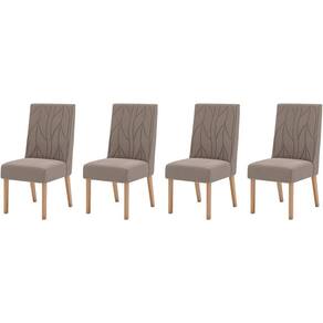 Kit 4 Cadeiras Sala Jantar Eloá 4 Un Nature/Suede Light Marrom Amêndoa - Henn