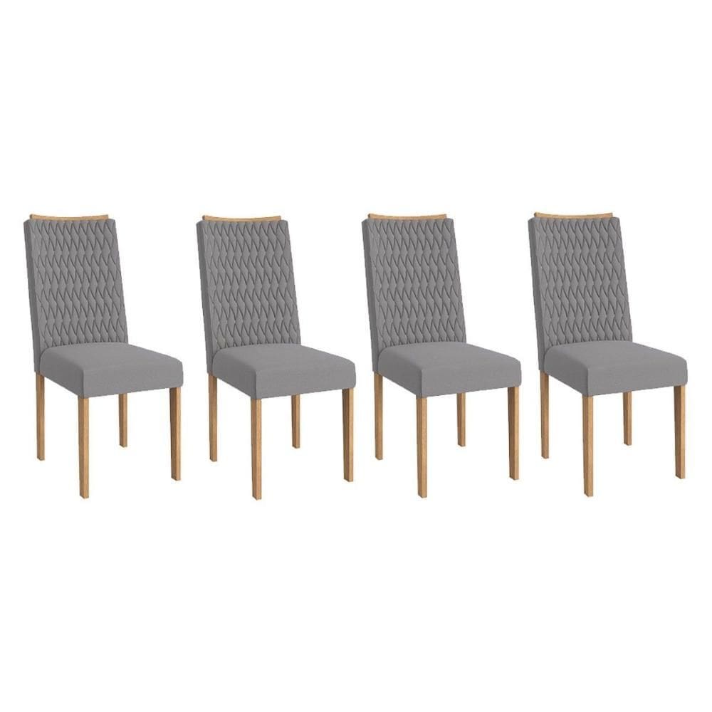 Cadeira de Cozinha 2CAD157EA Kit 4 Un Eucalipto/Suede Cinza Titanio A050 - Kappesberg