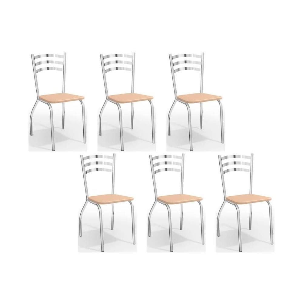 Cadeira de Cozinha Portugal C007 Kit 6 Un Cromada/Nude 16 - Kappesberg