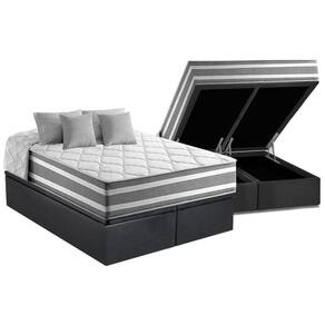 Cama Box Baú Queen: Colchão Molas Ensacadas D Angelis Anjos Superlastic Duo Sono + Base CRC Suede Gray (158x198)