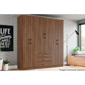 Guarda Roupa 6 Portas e 3 Gavetas Caju DA136 Castanho - Henn