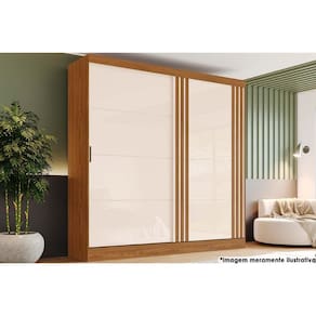 Guarda Roupa 2 Portas de Correr e 3 Gavetas Briz B352 Nature/Off White - Henn