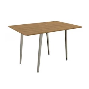 Mesa p/ Cozinha Iguaçu Aço c/ Tampo Madeirado 160x90cm Niquel/Nogueira - Kappesberg