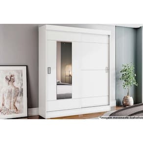 Guarda Roupa 2 Portas de Correr (1 c/ Espelho) e 2 Gavetas Briz B66 Branco - Henn