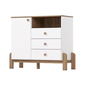 Cômoda Bebê Ternura c/ 1 Porta e 3 Gavetas Branco/Jequitiba - Henn