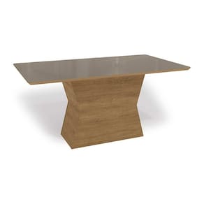 Mesa p/ Cozinha Tilia c/ Tampo Madeirado c/ Vidro 160x90cm Freijo/Bronze - Kappesberg
